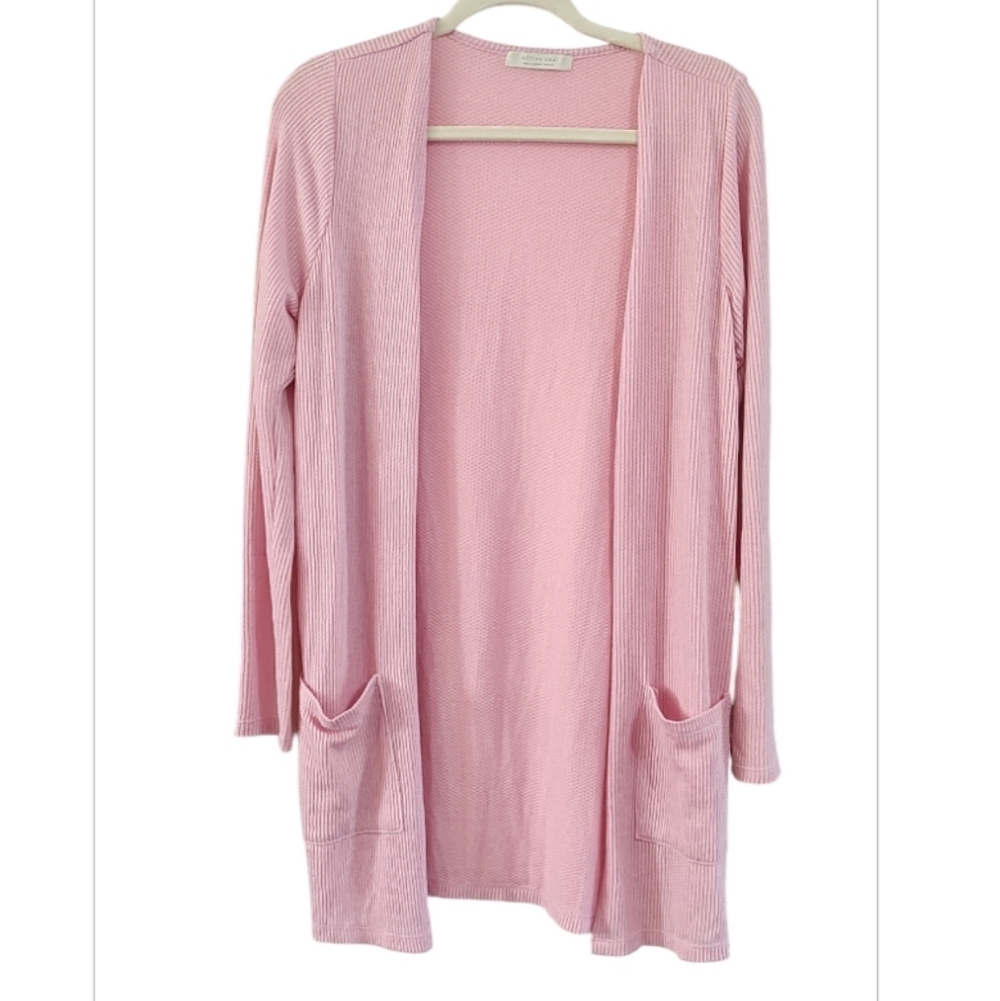Active USA Light Pink Long Sleeve Open Front Cardigan Size M